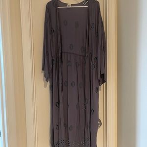 Periwinkle Eyelet Long Cardigan